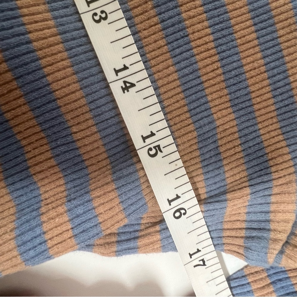 Acne Blue and Tan Striped Long Sleeve Tee - Picture 8 of 8